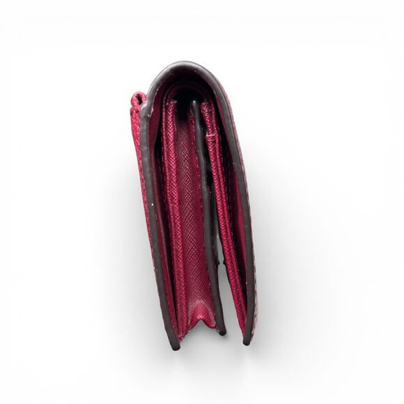 Michael Kors Fulton Medium Pebbled Leather Bifold Wallet Burgundy Maroon - Picture 5 of 10